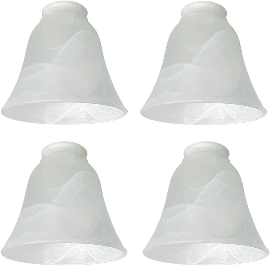 4 Pack Ceiling Fan Light Covers, Transitional Style Replacement Bell Shaped Glass Shade Ceiling Fan Replacement Globes (Alabaster, 4-3/4'')