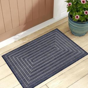 Adiva Rugs Outdoor Indoor Area Rug, Weather Resistant, Easy to Clean, Stain Resistant Floor Mat for Dining Room, Backyard, Deck, Patio (Navy Weiss, 2' x 3')