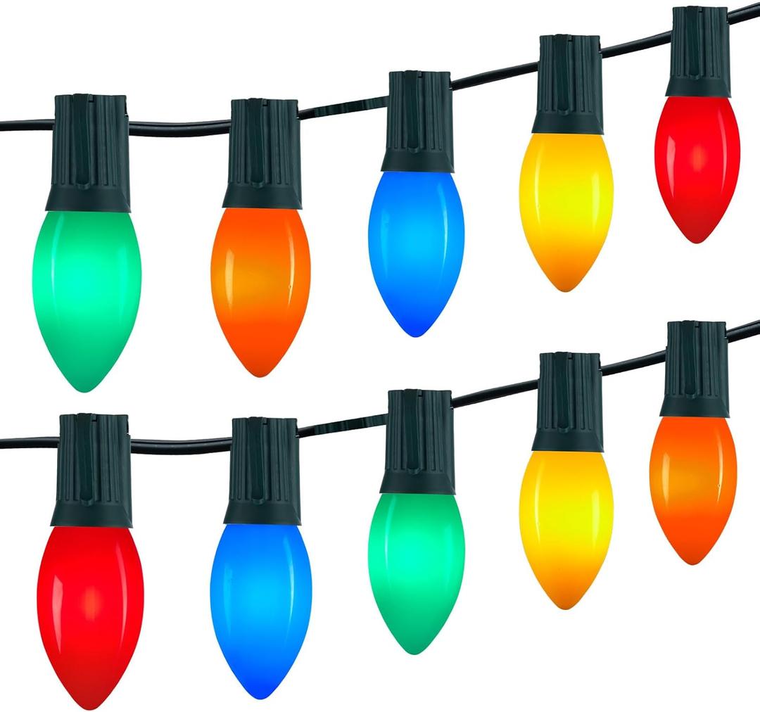 Vintage C9 LED Christmas Lights Outdoor, 150 Feet C9 String Lights with 75 Shatterproof C9 Bulbs, Waterproof Connectable Commercial Christmas Tree Lights for Outside Roofline Patio Decor, Multicolor