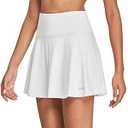 baleaf Women's Pleated Tennis Skirts Athletic Golf Skorts Skirts with Shorts Pockets for Running Workout Sports White S