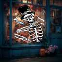 3 x Christmas & Halloween Static Window Clings Set (20x30cm & 35x28cm),8-10 Designs/Pack, Removable Decals for Glass (Halloween Gentleman Macabre, Polyvinyl Chloride, Extra Large)