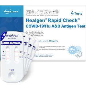 Healgen Rapid Check COVID-19, Flu A&B Antigen Test Kit, The First FDA Authorized OTC 3-in-1 Flu & COVID Home Test, Easy to Read Dual Windows, Results in 15 Mins, 18-Month Shelf Life, 4 Test, (BBD 2026-03-31)