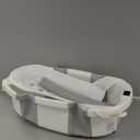 Collapsible Baby Bathtub for Newborn to Toddler 0-36 Months, Spacious Foldable Infant Bath Tub with Thermometer, Cushion & Drain Hole, Portable Travel Tub Grey