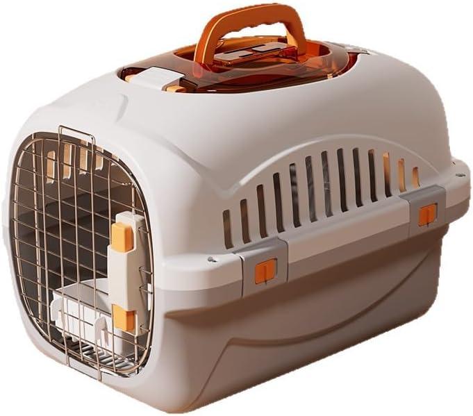 Cat Carrier Airline Approved, Portable Pet Travel Crate with Anti-Stress Design for Cats & Small Dogs, Car Safe Kennel with Top Window (Grey)