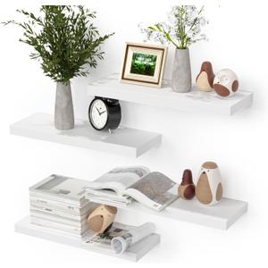 Floating Shelves for Wall, 4 Sets Modern Mounted Shelves, Display Shelves for Wall Decor, White Floating Shelves for Bathroom, Kitchen, Living Room  White