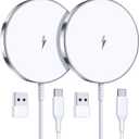 Magnetic Wireless Charger 15W Fast Mag Safe Charger for Cell iPhone 17 Pro Max/17 Pro/17 Air/17/16/15/14/13/12 Series 2 Pack Charging Pad for AirPods 3/2/Pro 2/Pro Mag-Safe Original Replacement (Silver)