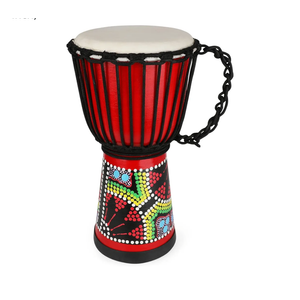 MUINS Djembe drum,8'' x 16'' African Hand Drum Carved Mahogany African Drums with Goatskin Drumhead for Kids and Adults Beginners(Red, 8 inch)