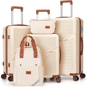 Cosbarn Luggage Sets 5 Piece Suitcases with Wheels, Suitcase Set ABS Hard Case Luggage with TSA Lock Spinner Wheels Durable Travel Luggage (5-Piece Set(20"/24"/28"))