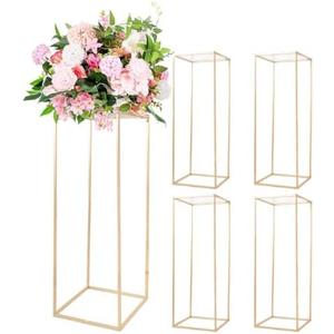 Fullvaseer 31.5Inch Gold Flower Stand Centerpieces for Wedding,Metal Column Geometric Flower Stand Tall Floor Vase for Table Decorations Event Home Party