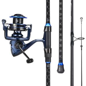 SOUGAYILANG Surf Fishing Rod and Reel Combo, Heavy 3-Piece Travel Spinning Rod with Reel for Red Drum, Striped Bass, Beach & Saltwater Fishing(9'/10'/11'/12')