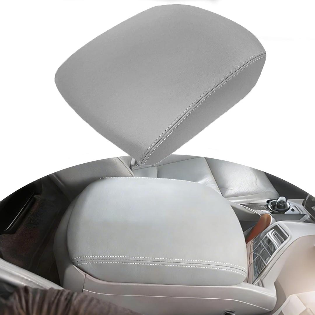 Priprilod Leather Center Console Lid Armrest Replacement Cover Gray Compatible with Honda Pilot 2009 2010 2011 2012 2013 2014 2015 (Only Leather Part)