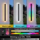 2 Pack 47.2in RGB LED Outdoor Wall Lights, RGB/Warm/White Color Changing,10%-100% Dimmable, IP65 Waterproof Linear Wall Sconce, APP & Remote Control for Patio