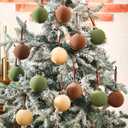 30Pcs Velvet Christmas Balls Bulk Flocked Christmas Tree Ball Ornament Plastic Balls Xmas Decorative Hanging Ornaments Xmas Tree Decoration(2.36 Inch,Green, Brown, Beige)