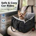 Dog Car Seat for Small Dogs Under 25 Lbs, Washable Pet Booster Seat with Safety Leash, Portable Dog Travel Bed with Carry Handles & Side Pocket for Front or Back Seat, Black/Grey
