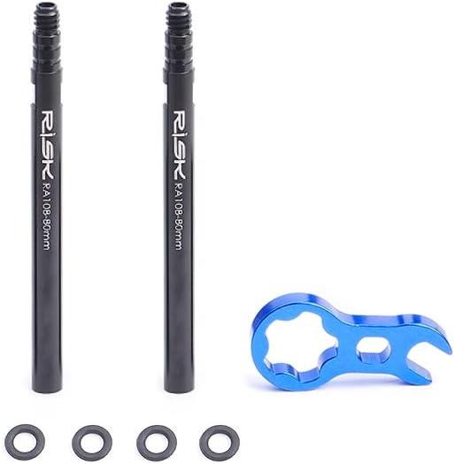 PacPack of 2 pcs Bike Bicycle Tubeless Presta Valve Extender Extension with Core Wrench, 45mm 80mm (integrated-80mm)