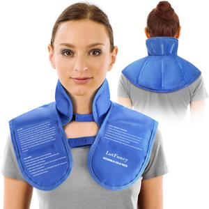 LotFancy Ice Pack for Neck Shoulder, Reusable Cold Neck Wrap for Pain Relief, Flexible Gel Pack with Adjustable Straps, Cold Compress Therapy for Injuries, Swelling, Strains, Sprains