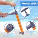 18" X 25" 2 Pcs Hand Bilge Pump with Hose, Portable Manual Water Pumps for Boats, Kayak, Canoe, Dinghy, Heavy Duty Hand Pump Siphon for Marine, Pool, Inflatable Trampoline (Orange and Gray)