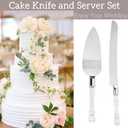 3 x Silver Crystal Cake Cutting Set for Wedding, 2-Piece Stainless Steel Cake Cutter Set, Clear Wedding Cake Knife Set, Cake Knife and Server Set, Cake Cutting Utensils with Faux Crystal Handle
