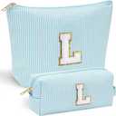 YOOLIFE Initial Makeup Bag for Women Girls - Skin Care for Teens 10-12 | Make Up Bag | Gifts for Women | Graduation Gifts | Mothers Day Gifts | Tween Girls Trendy Stuff Spring Break Essentials L