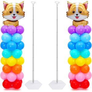 Chamvis 2 Set Balloon Column Kit - 6.56 feet Balloon Column Stand with Base for Baby Shower, Birthday Party, Graduation, Wedding Kids Party Centerpieces Decorations