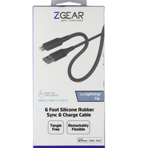 ZGEAR SILICONE CABLE LIGHTNING 6FT GREY