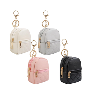 4Pcs Mini Backpack Keychain,Cute Cosmetic Bag for Women,PU Leather Makeup Bag Key Pocket Lipstick Bag Card Holder Data Cable Organizer Zipper Pouch 