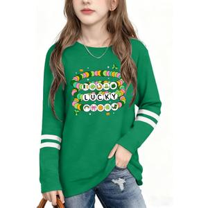 Kids St Patrick's Day Shirt Girls Boys Lucky Irish Shamrock Shirts Saint Patricks Day Long Sleeve Tops