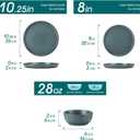 vancasso Plates and Bowls Sets, 18 Pieces Stoneware Dinnerware Set for 6, Ceramic Dish Set for Kitchen, Microwave and Dishwasher Safe, Smoky Teal, Series ZERMATT