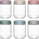 6 Pack Overnight Oats Jars Containers, 500ml Wide Mouth Mason Salad Jars Glass Food Storage Containers Ideal for Yogurt Snacks Spice Sugar Fruit Salad Beans