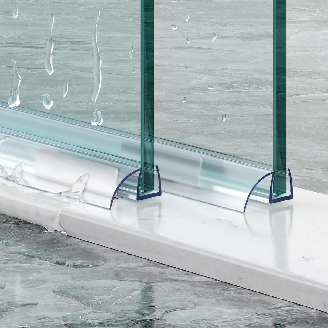 Sliding Shower Door Bottom Seal, 2 PCS 1/4" x 36"Polycarbonate Sliding Door Sweep for 1/4Inch Glass, Frameless Glass Shower Door Seal Strip Stop Leaks and Create a Water Barrier