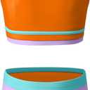 blibean Girls Swimsuit Teen Colorblock Bathing Suits, Orange, Size 12-13