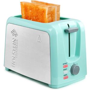 Holstein Housewares - 2-Slice Toaster with 7 Browning Control Settings, Mint/Stainless Steel - Great to Toast Bread, Bagels and Waffles