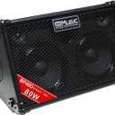 Coolmusic BP40D Powered Acoustic Guitar Amplifier- Portable Bluetooth Speaker 80W W/Battery with Reverb Chorus Delay Effect, 6 Inputs,3 Band EQ, Black