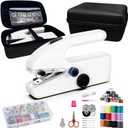 Unique sewing experience: Handheld sewing machine with storage box, portable package,mini sewing machine for travel, including various accessories and toolswhite