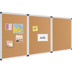 VIZ-PRO Cork Notice Board, 24 X 18 Inches, 3 Pack, Silver Aluminium Frame