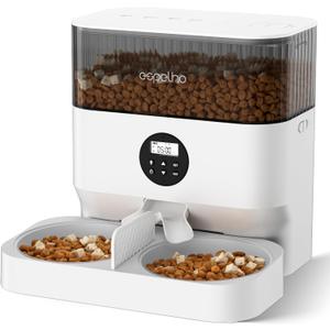 Espelho Automatic Cat Feeder - 5L Timed Cat Food Dispenser 2 Cats with 2 Way Splitter, Easy to Set Up and Clean, 10s Voice Programmable Portion Control Pet Feeder with Desiccant Bag for Cats & Dogs