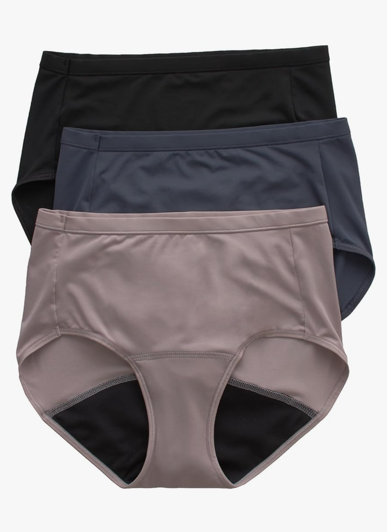 Hanes Women's Comfort, Period Underwear Pack, Light Leaks Period Panties, Light Protection Underwear, 3-Pack, Size 3XL