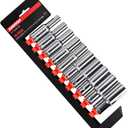 Egofine 10PCS 1/2 Drive Deep Socket Set,Metric Socket Set10mm-21mm,6 Point Socket Set With Hanging Bracket,Cr-V Steel