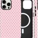 Magnetic for iPhone 15 Pro Max Case Cute Polka Dot Phone Case, Shockproof Slim TPU and Hard PC Protective Phone Cover Compatible with MagSafe Designed for Women Girls, Pink
