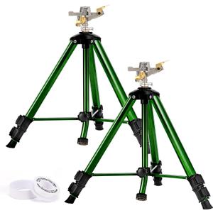 Keten Impact Sprinkler on Tripod Base, 2 Pack Lawn Sprinklers for Yard with 360 Degree Large Area Coverage, Extra Tall Heavy Duty Water Sprinkler for Lawn/Yard/Garden