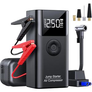 Jump Starter with Air Compressor, LERTIN 3500A 150PSI Portable Car Battery Jump Starter Pack, for Up to 9.0 Gas/8.0L Diesel Engine, 12V Jump Box with USB Quick Charge/3 Modes Lights/Large LCD Display