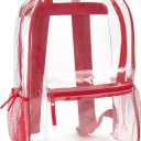 Trail maker Clear Backpack Heavy Duty with Padded Straps, Side Pockets for Kids, Boys, Girls, School, Stadium Approved Events (Red)