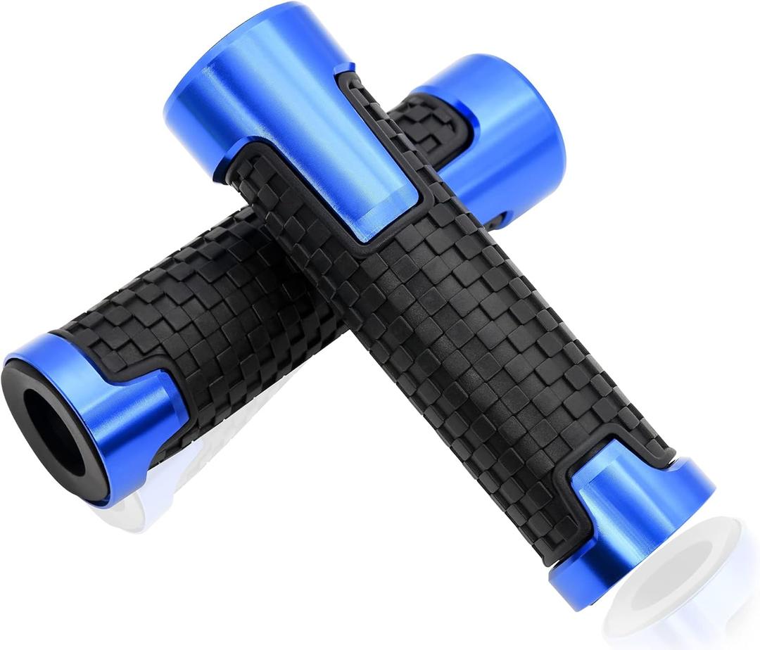 7/8" 22mm Rubber Handle Grips Motorcycle Fits for Suzuki GSXR 125 150 600 750 1000 Non Slip Handlebar Grips for Yamaha YZF 600R R1 98-19 R3 15-19 R6 99-19 R125 08-19 R6S 06-09 R25 14-19(Blue)