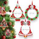 MGparty 3 Pack Christmas Picture Frame Ornaments Xmas Metal Hanging Photo Frame with Pendants 2025 Holiday Keepsake Gifts Christmas Tree Decorations (Green-b)
