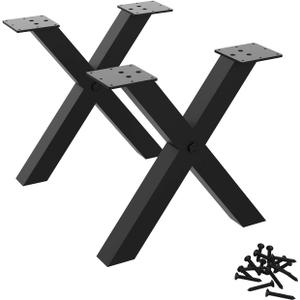 Orgerphy 16" X-Shape Metal Bench Legs (2PCS)| 16" Height 15.7" Wide X-Frame Heavy Duty End Table Legs Bench Legs | Mid Century Modern Metal Legs for Coffee Table Furniture Bench Legs (16"H x 15.7"W)