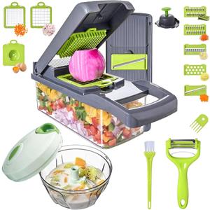 Vegetable Chopper Slicer 16-in-1 with Spice Chopper Set 7 Blades Veggie Dicer Onion Fruit Cutter