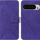 for Pixel 9 Pro XL Case Wallet, Card Holder Slots Wrist Strap, Stand Leather Phone Protective Flip Cases Cover (Purple)