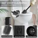 Stainless Steel Bathroom Trash Can and Toilet Brush Set,1.6 Gallon Small Trash Bin with Press Type Lid, Black Bathroom Sets with Shower Curtain and Liner for Bathroom