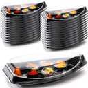 24 Pcs Sushi Boats Disposable Sushi Boat Box with Lid Sushi Plate Sushi Tray Food Container for Appetizer Dishes Chip and Dip Party Supplies Restaurant or Home