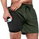 BRISIRA Mens Swim Trunks Swim Shorts Quick Dry 5 inch Inseam Beach Shorts with Compression Liner and Zipper Pocket, Size M